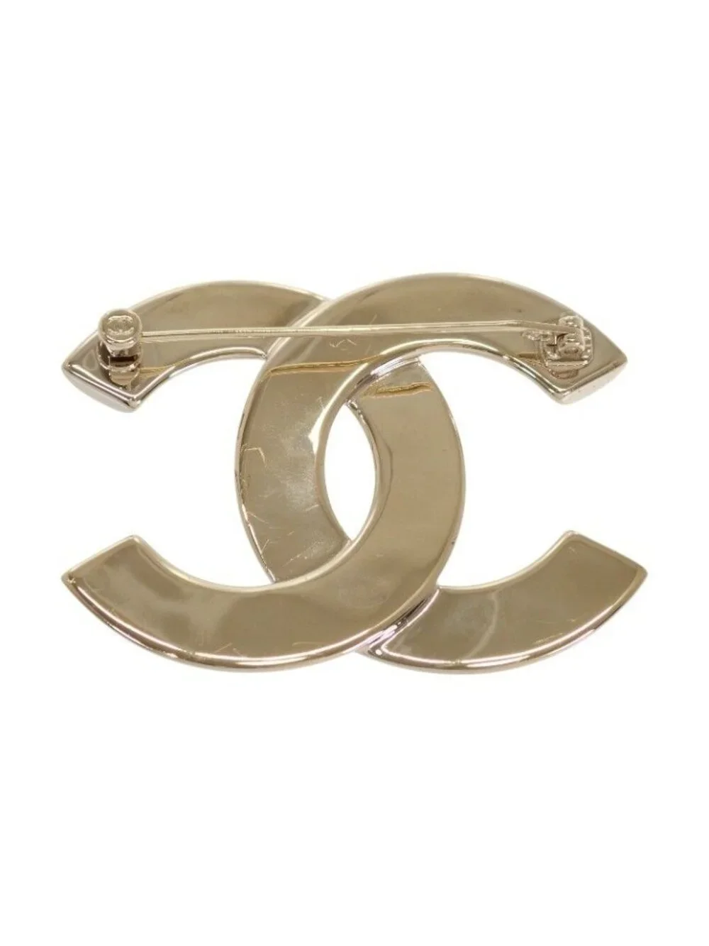 Chanel CC Logo Brooch CC Metal Gold Golden Simple Accessory
